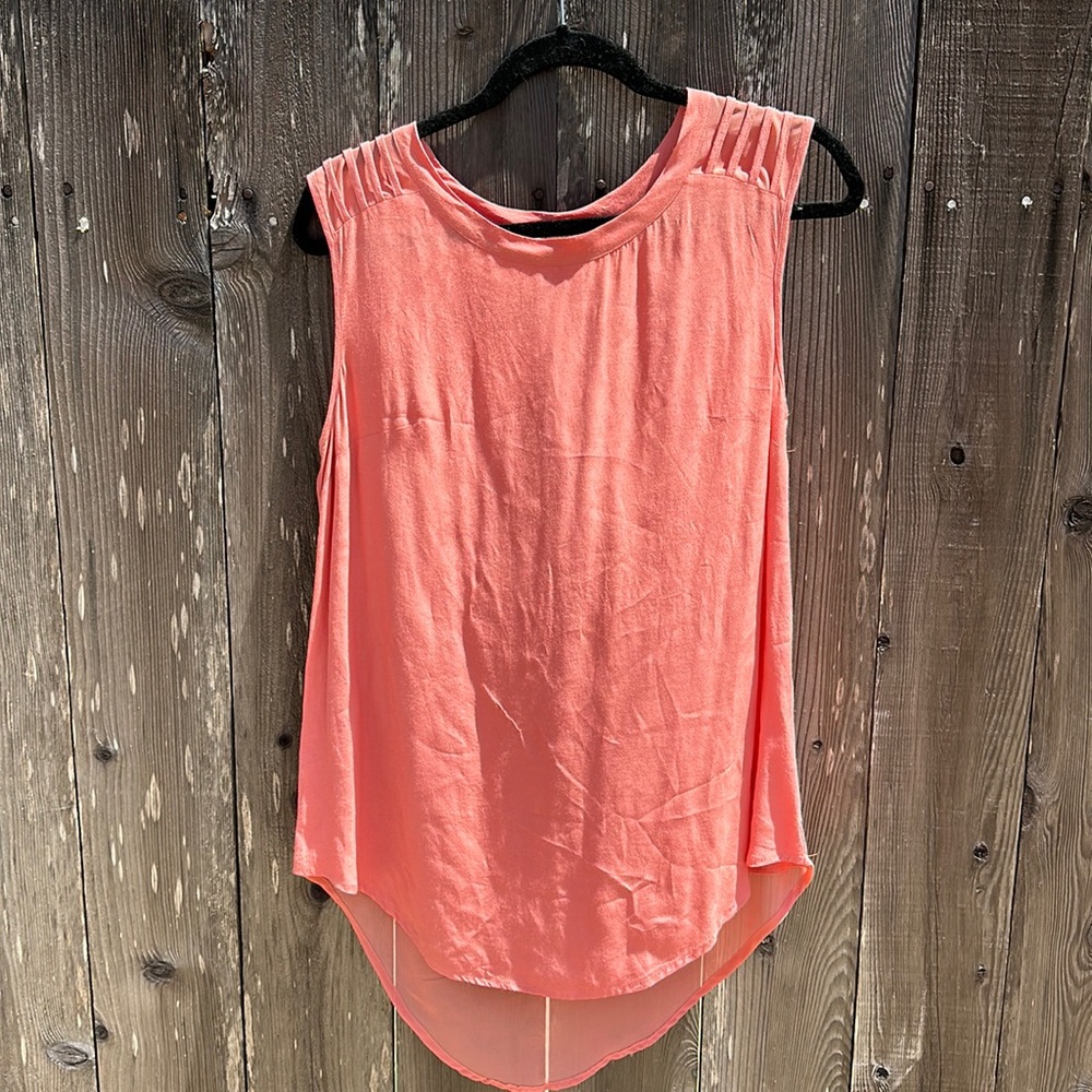 Daniel Rainn coral tank top with sheer detail (S)